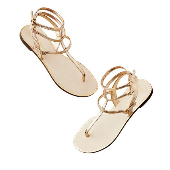 NWT Lilly Pulitzer Gemma Sandals Gold Metallic - Picture 1 of 4